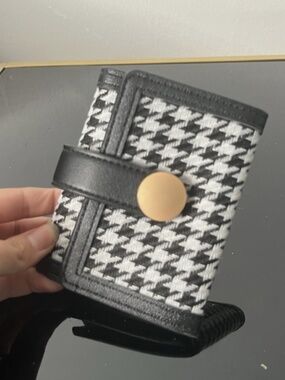 BY:KY Black Houndstooth Pattern Faux Leather Wallet NWT